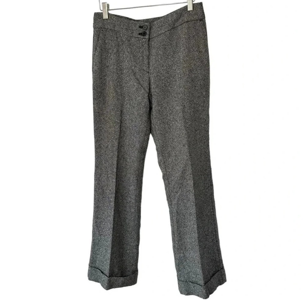 The‎ Limited Dress Pants 4 Gray Wool Blend Tweed Cuffed Straight Leg Trousers